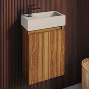 Fontana Crest toiletmeubel walnoot 40x22cm met beige fontein links