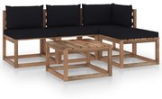 vidaXL 5-delige Loungeset pallet met kussens geïmpregneerd grenenhout