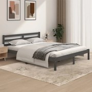 vidaXL Bedframe massief grenenhout grijs 150x200 cm 5FT King Size