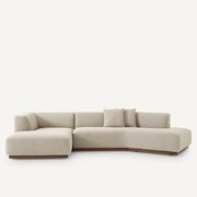 Linkse open hoekbank van getextureerd viscose linnen, Jacopo