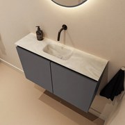 Mondiaz Ture DLux toiletmeubel 80cm dark grey met wastafel ostra midden zonder kraangat