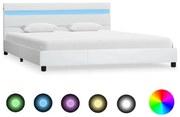 vidaXL Bedframe met LED kunstleer wit 140x200 cm