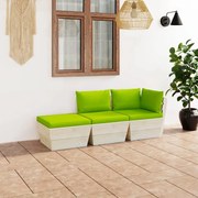 vidaXL 3-delige Loungeset met kussens pallet vurenhout