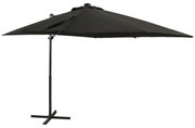 vidaXL Zweefparasol met paal en LED-verlichting 250 cm zwart