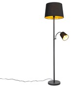 Smart vloerlamp zwart met goud incl. Wifi A60 en E14 - Retro