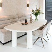 Richmond Interiors Bloomstone Organische Eettafel Wit Beton - 235 X 120cm.