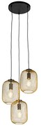 Eettafel / Eetkamer Art Deco hanglamp goud 45 cm 3-lichts - Bliss Mesh Industriele / Industrie / Industrial E27 Draadlamp rond Binnenverlichting Lamp