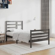 vidaXL Bedframe massief hout grijs 100x200 cm