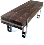 CHYRKA® Bank LBR Zitting Massief Hout BRODY Loft Vintage Bar Industrieel Design Handgemaakt Hout Metaal