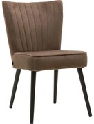 Goossens Eetkamerstoel Rob bruin velvet stof leuning, urban industrieel