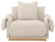 Jörn Momo - Fauteuil - Beige -  Linen&amp;Katoen - Eikenhout Onderstel - Jorn