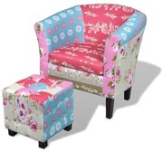 vidaXL Fauteuil met voetenbankje patchwork ontwerp stof