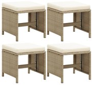 vidaXL Tuinkrukken 4 st met kussens poly rattan beige