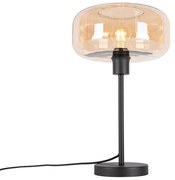 Art Deco tafellamp zwart met amber glas - Bizle Art Deco E27 rond Binnenverlichting Lamp