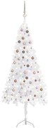 vidaXL Kunstkerstboom met LED's en kerstballen hoek 240 cm PVC wit