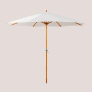 Parasol Van Stof En Hout (ø290 Cm) Cretas Gardenia Wit - Sklum