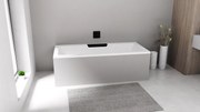 Polysan Monolith Cascata half vrijstaand bad met zwarte waterval uitloop 185x85cm