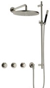 Hotbath Cobber X IBSX70 inbouwdouche met 30cm hoofddouche en glijstang geborsteld nikkel