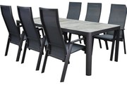 Nancy New Delhi dining tuinset 220x100xH74,5 7 delig aluminium verstelbaar