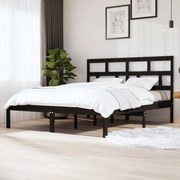 vidaXL Bedframe massief grenenhout zwart 160x200 cm