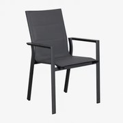 Stapelbare Tuinstoel Met Armleuningen Van Aluminium Karena Grijs – Grafiet - Sklum