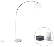 Smart booglamp chroom met witte kap incl. Wifi A60 - Arc Basic Modern, Design, Retro E27 rond Binnenverlichting Lamp