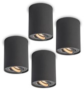 Set van 4 Spot / Opbouwspot / Plafondspots antraciet draai- en kantelbaar - Rondoo up Modern GU10 Binnenverlichting Lamp