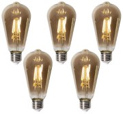 Set van 5 E27 dimbare LED lampen ST64 smoke glas 5W 450 lm 2700K