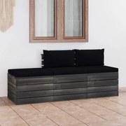 vidaXL 3-delige Loungeset met kussens pallet massief grenenhout