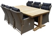 Ibiza Ares dining tuinset 240x120xH77 cm 7 delig verstelbaar grijs