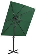 vidaXL Zweefparasol met dubbel dak 250x250 cm groen