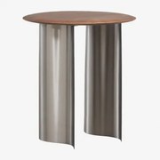 Ronde Bijzettafel Ø45 Cm Van Mangohout En Roestvrij Staal Marvion Mangohout - Sklum