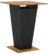 vidaXL Bartafel 80x80x110 cm poly rattan en massief acaciahout zwart