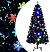 vidaXL Kerstboom met LED-sneeuwvlokken 150 cm glasvezel zwart