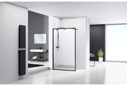 Van Rijn Products ST04 Vaste wand - 138x200cm - helder glas - dikte 8mm - incl. stabilisatiestang - 120cm - zwart ST04140KP