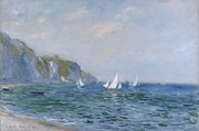 Kunstreproductie Cliffs and Sailboats at Pourville, Monet, Claude