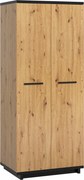 Kledingkast Morlira 107, Artisan eiken, Matzwart, 215x90x60cm, 100.52 kg, Kledingkast deuren: Met scharnieren, Aantal planken: 5, Aantal planken: 5