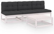 vidaXL 4-delige Loungeset met kussens massief grenenhout