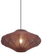 Japandi hanglamp bruin met stoffen kap 50cm - Plu Design E27 Scandinavisch rond Binnenverlichting Lamp