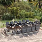 vidaXL 19-delige Tuinset met kussens poly rattan grijs