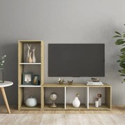 vidaXL Tv-meubelen 2 st 107x35x37 cm spaanplaat wit sonoma eikenkleur