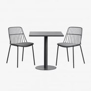 Mizzi 70x70 Cm Vierkante Tafelset En 2 Maeba Tuinstoelen Grijs – Grafiet - Sklum