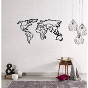 Homemania Wanddecoratie World Map 11 100x53 cm metaal zwart