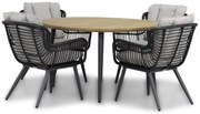 Tuinset Ronde Tuintafel 4 personen 130 cm Wicker/Aluminium/Aluminium/wicker Zwart Coco Azzano/Montana