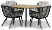 Tuinset Ronde Tuintafel 4 personen 130 cm Wicker/Aluminium/Aluminium/wicker Zwart  Coco Azzano/Montana