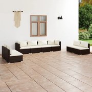 vidaXL 8-delige Loungeset met kussens poly rattan bruin