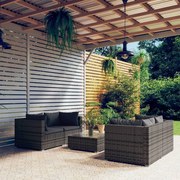 vidaXL 5-delige Loungeset met kussens poly rattan grijs