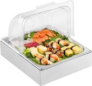 VEVOR Serveercontainer Buffetcontainer Gastronormcontainer van roestvrij staal (1 container), presentatiestandaard serveerschaal met transparant deksel en 3 ijsblokjesvormen voor restaurantkeukens