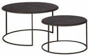 Tower Living Ronde Salontafel Set Zwart Teak Spello