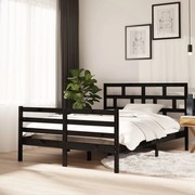 vidaXL Bedframe massief grenenhout zwart 140x200 cm